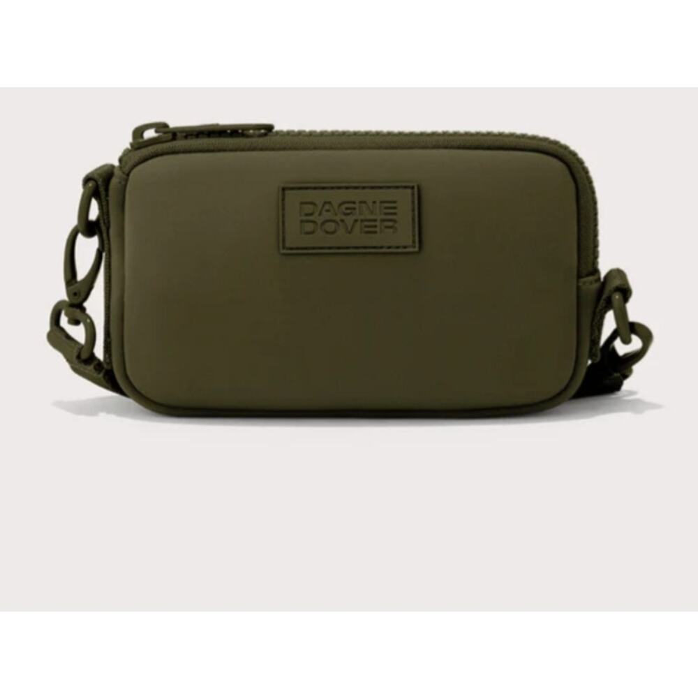 Dagne Dover Mara Neoprene Phone Sling in Deep Moss Olive Green Minimalist Modern